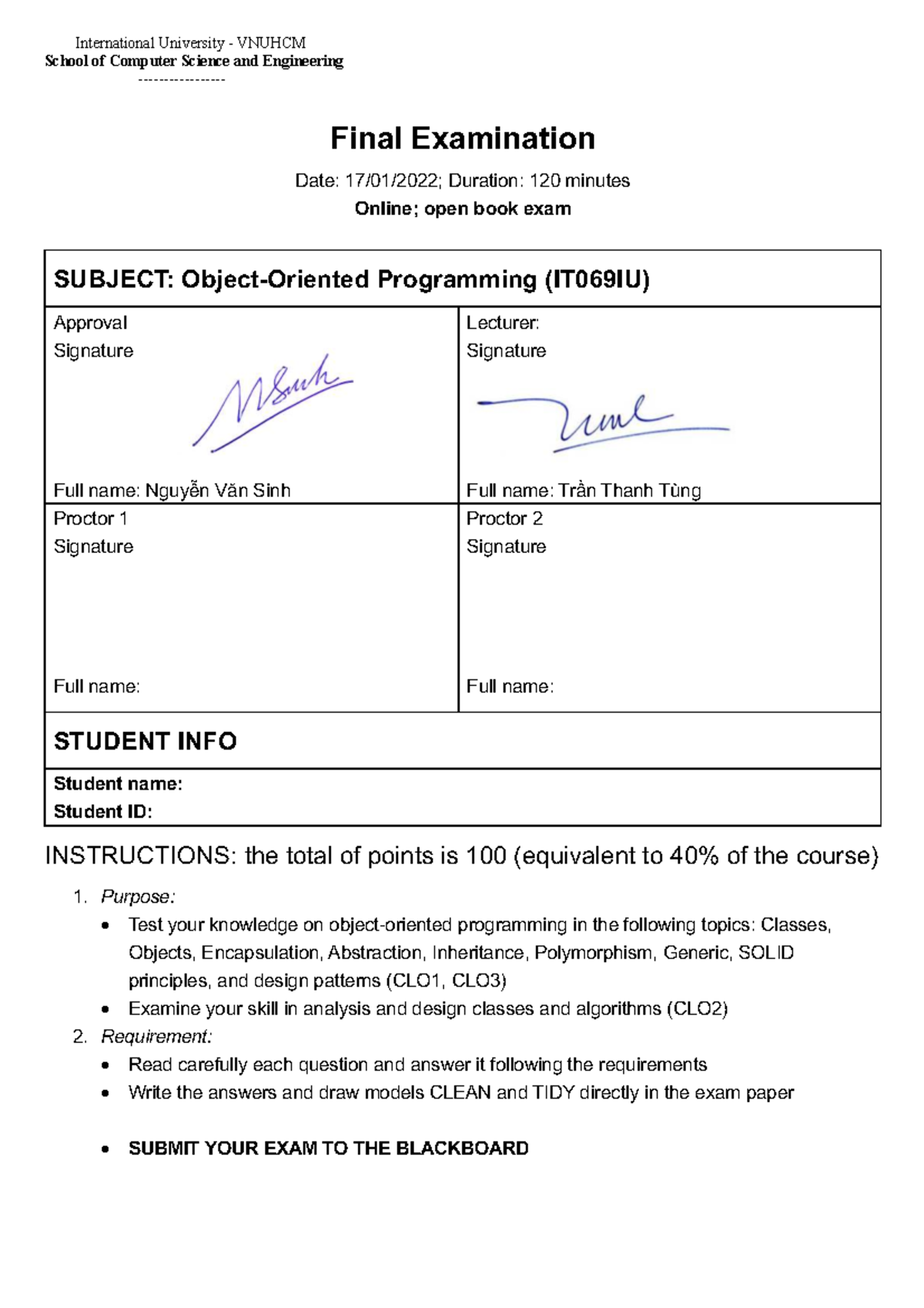 Final Exam IT069IU: Programming Concepts & Principles - Studocu