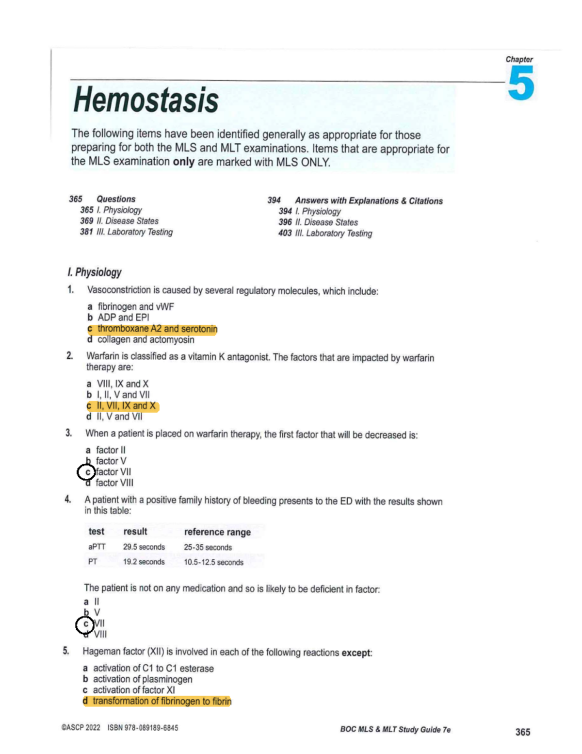 BOC MLS MLT Study Guide: Hemostasis Chapter Review and Exam Prep - Studocu