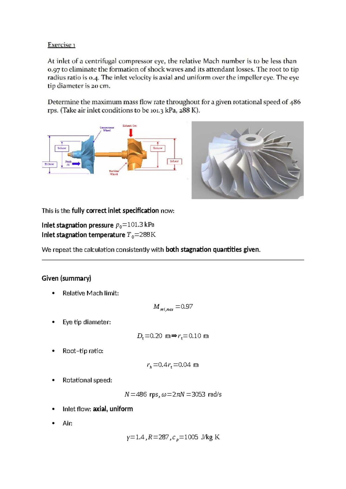 Centrifugal Compressor Inlet Specifications & Calculations (ENG 301 ...