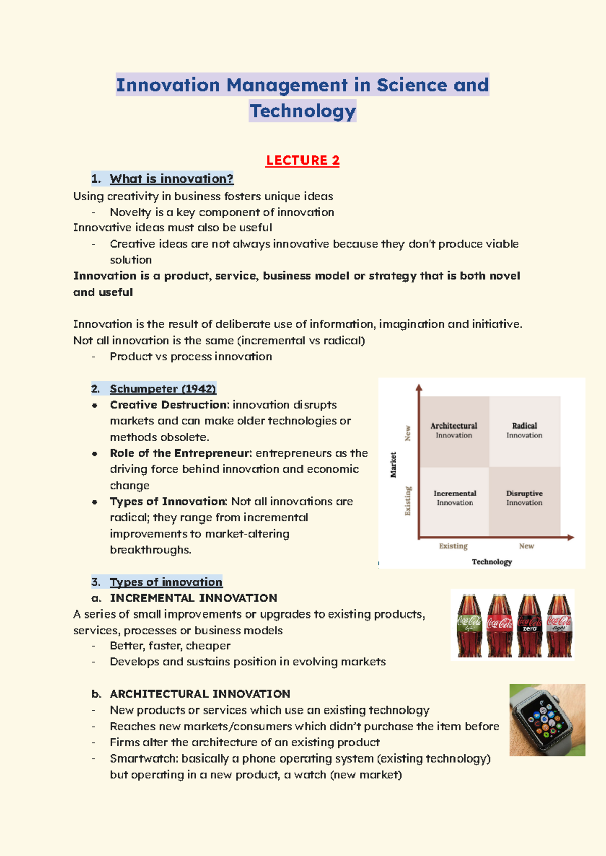 Innovation Management Lecture Notes (Course Code: INNO-101) - Studeersnel