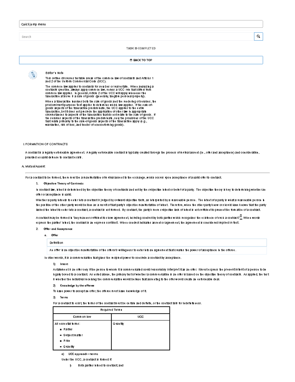 Contracts 2 Outline - Key Concepts and UCC Overview - Studocu