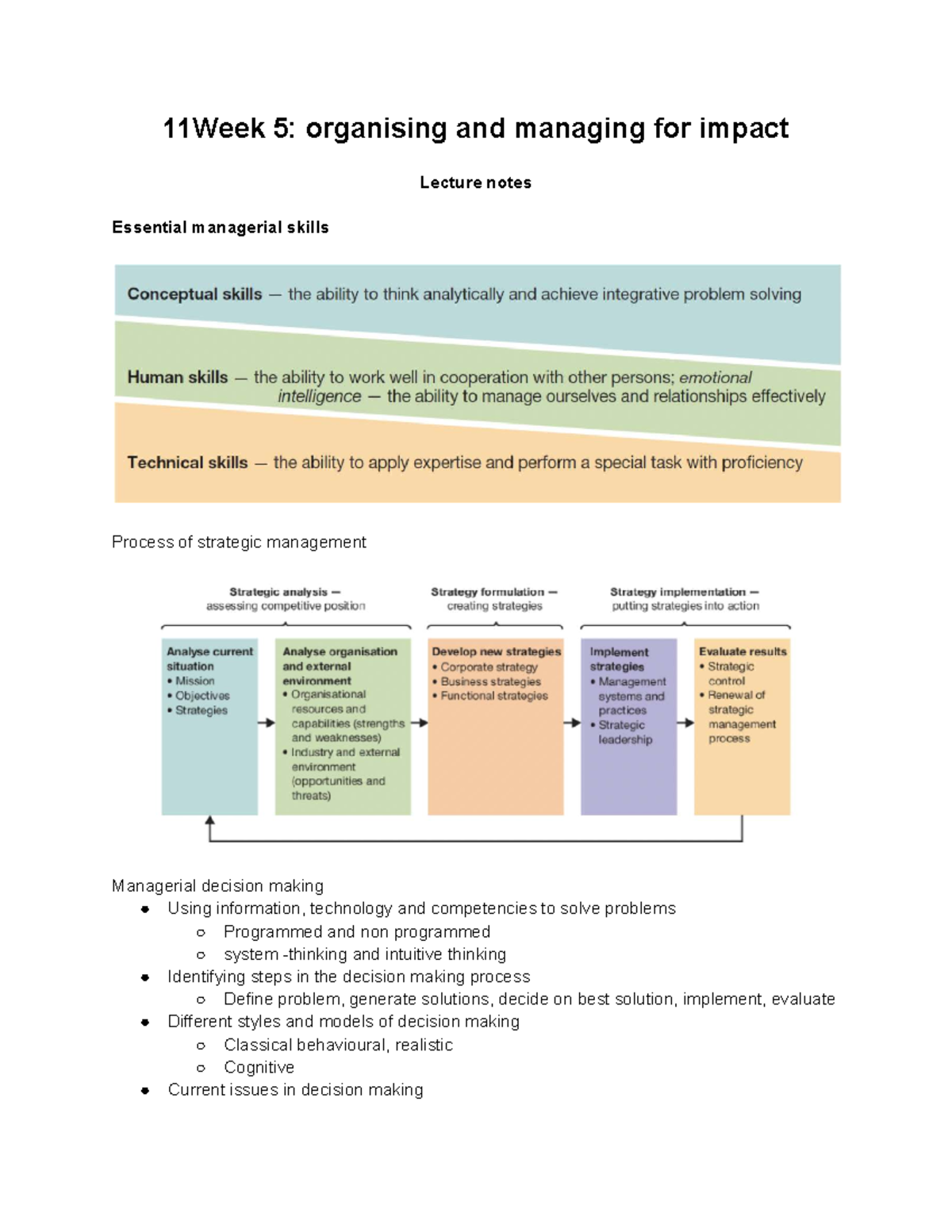 1002 Week 5: Organising and Managing for Impact Lecture Notes - Studocu