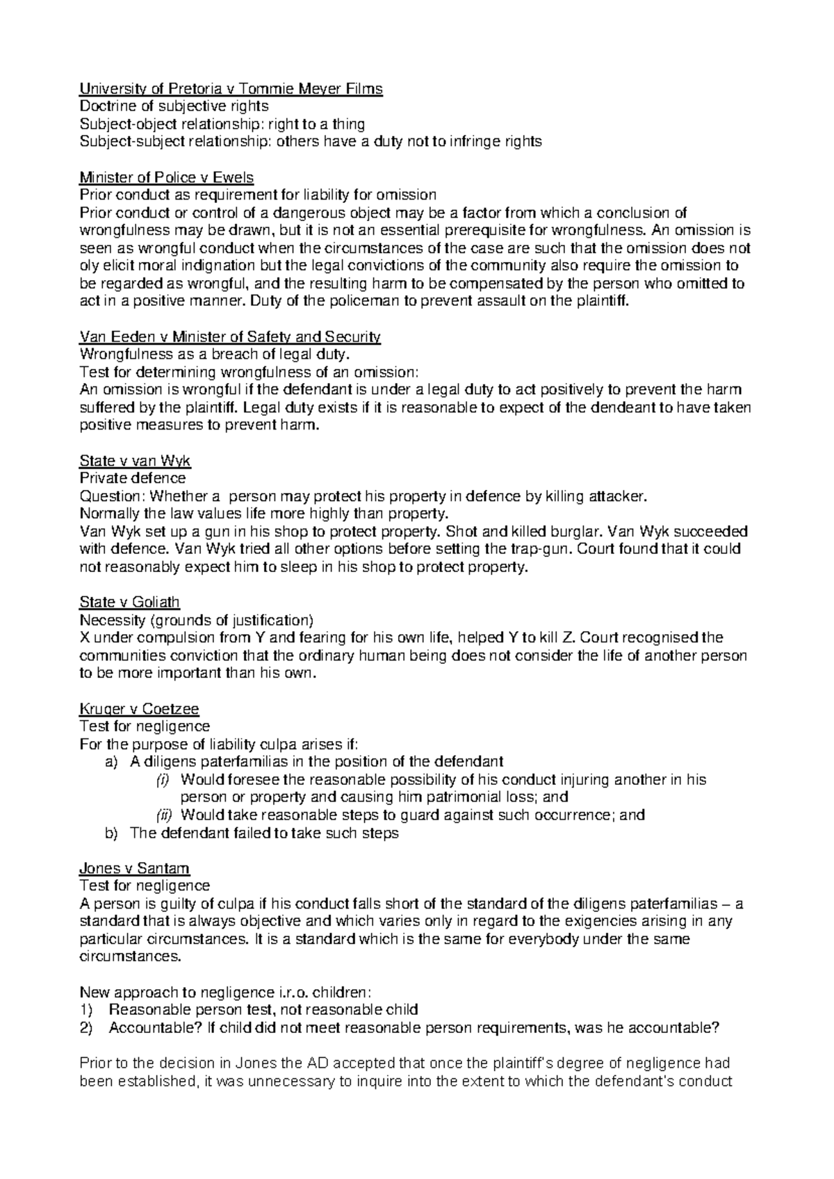 PVL3703: Summary of Key Legal Cases and Principles - Studocu