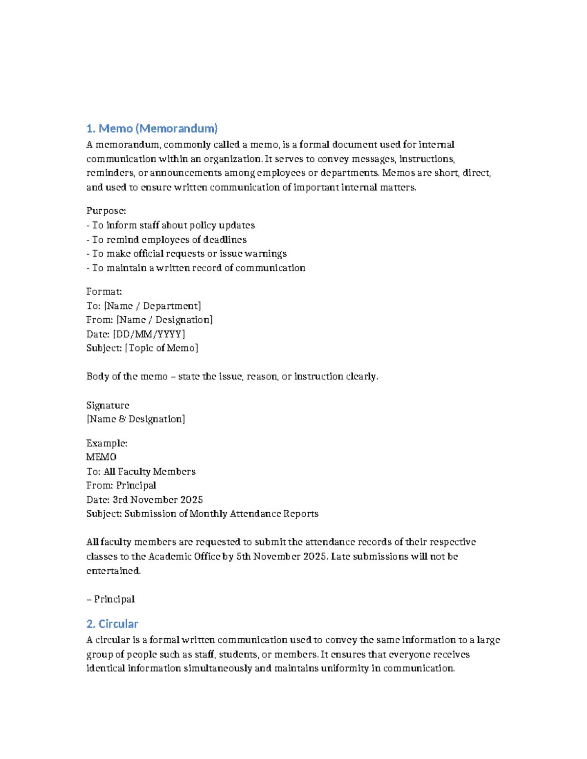 Circular Format Example