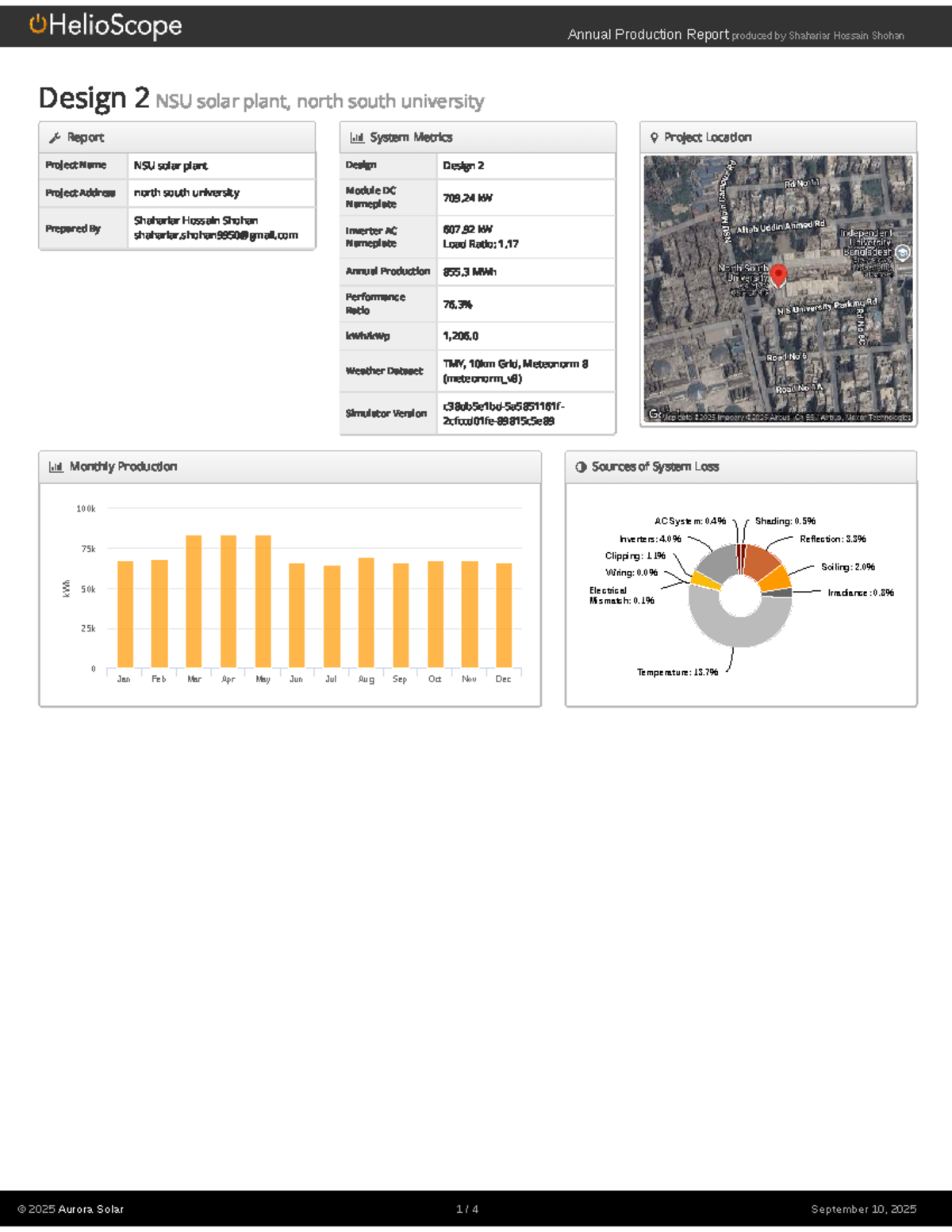 Annual Production Report for NSU Solar Plant Design 2 - Studocu