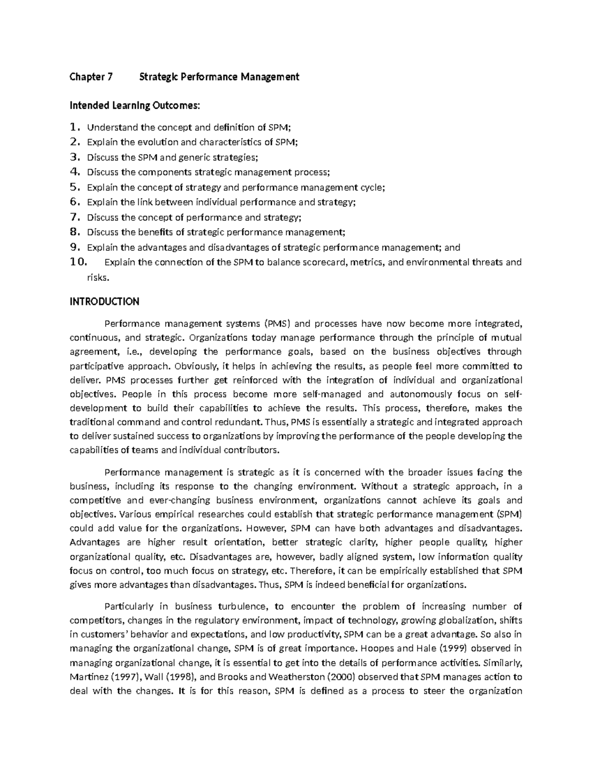 Chapter 7: Strategic Performance Management (SPM) Overview and Insights ...