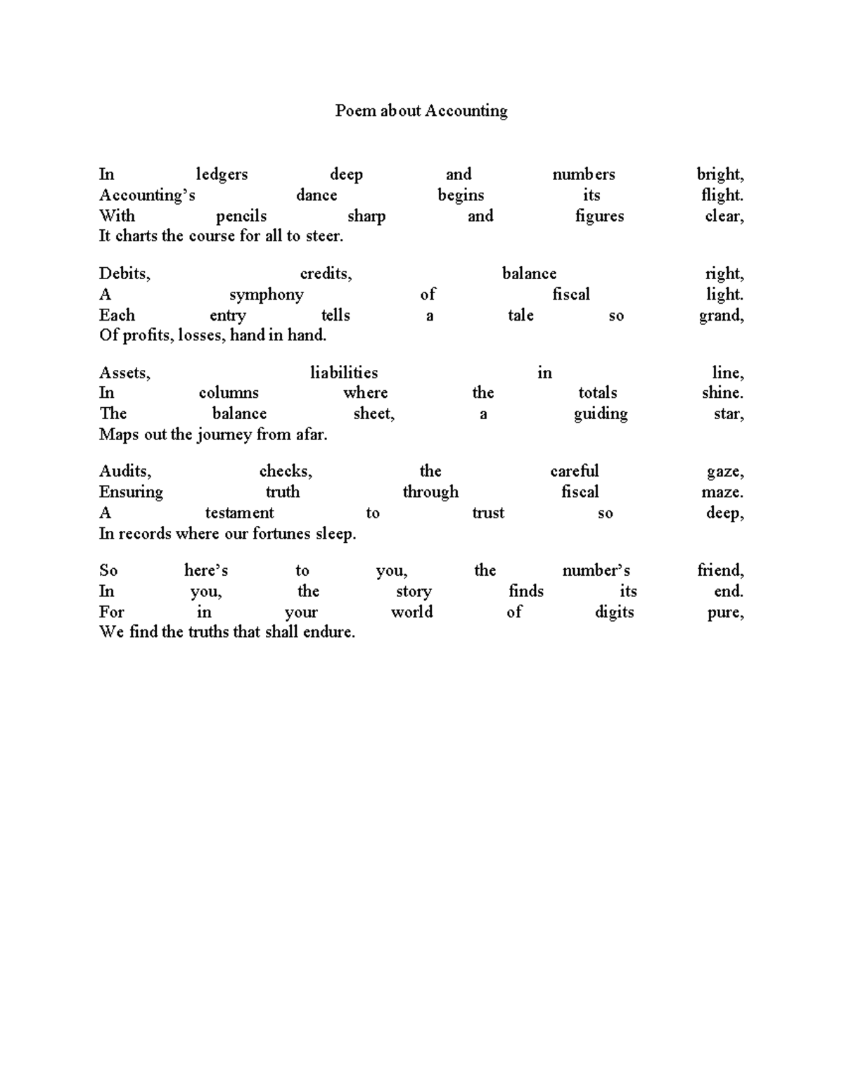 Poem about Accounting - Poem - Poem about Accounting In ledgers deep ...