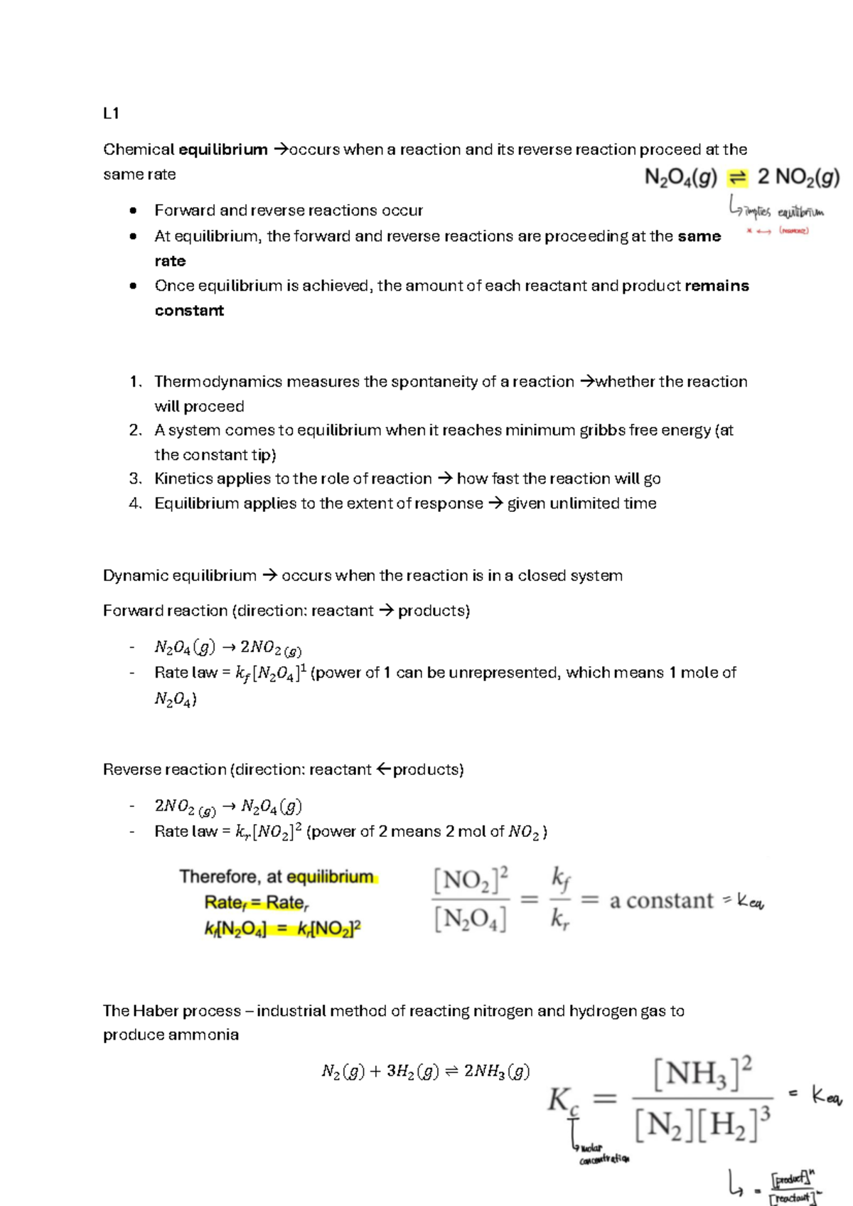 L1 Acids and Bases: Chemical Equilibrium and Reactions Notes - Studocu