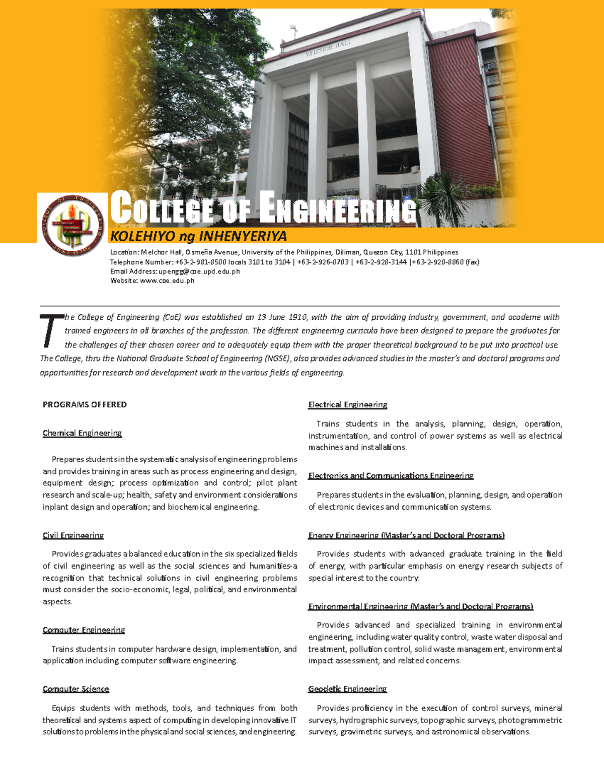 ENGG - Comprehensive Overview of the Engineering Curriculum - Studocu