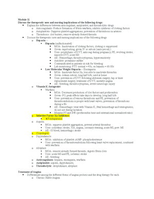 Test 1 Study Guide - Pharmacology Test 1 Study Guide Module 1 Describe ...