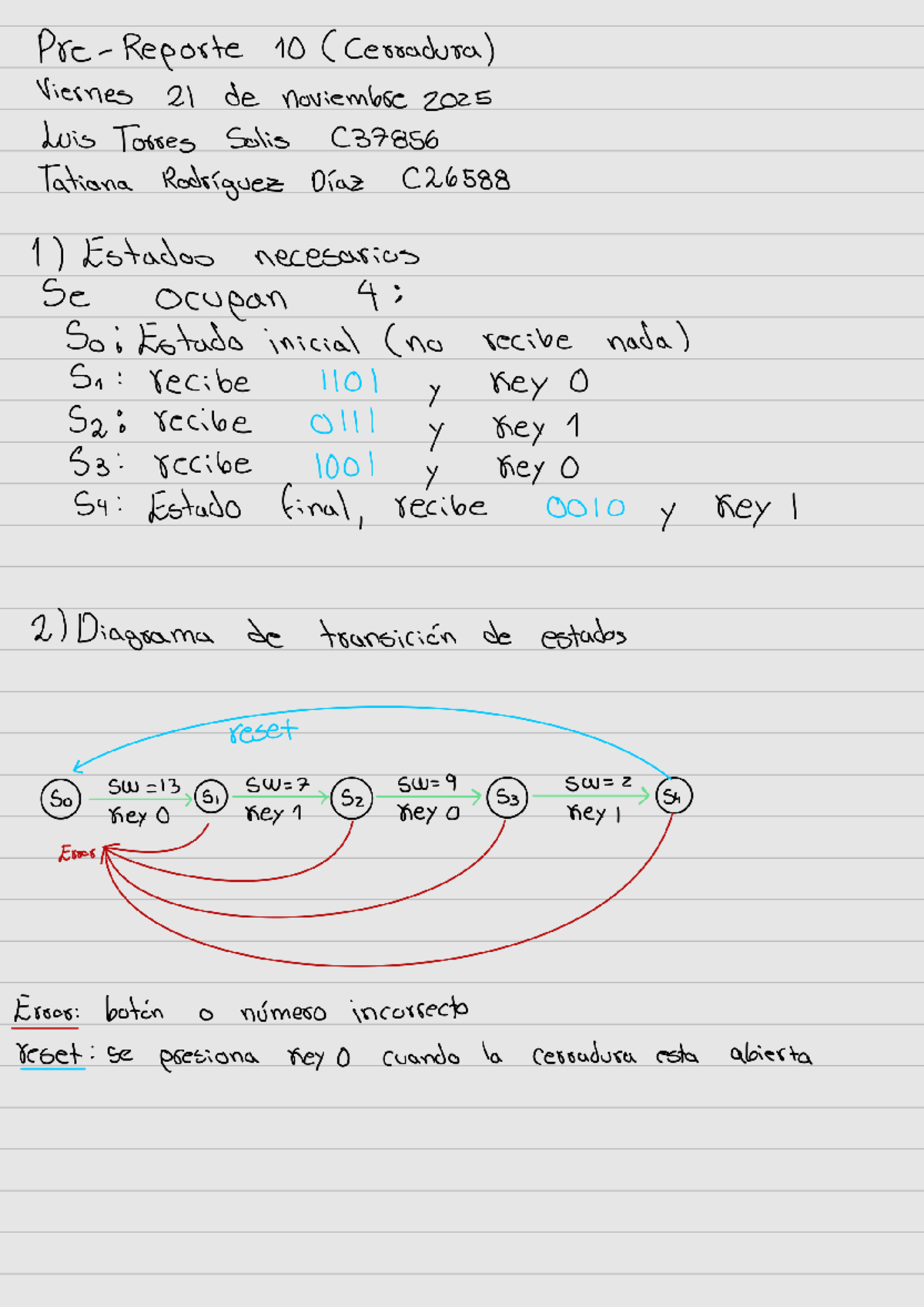 Reporte 10: Diagrama de Transición de Cerradura (C37856) - Studocu