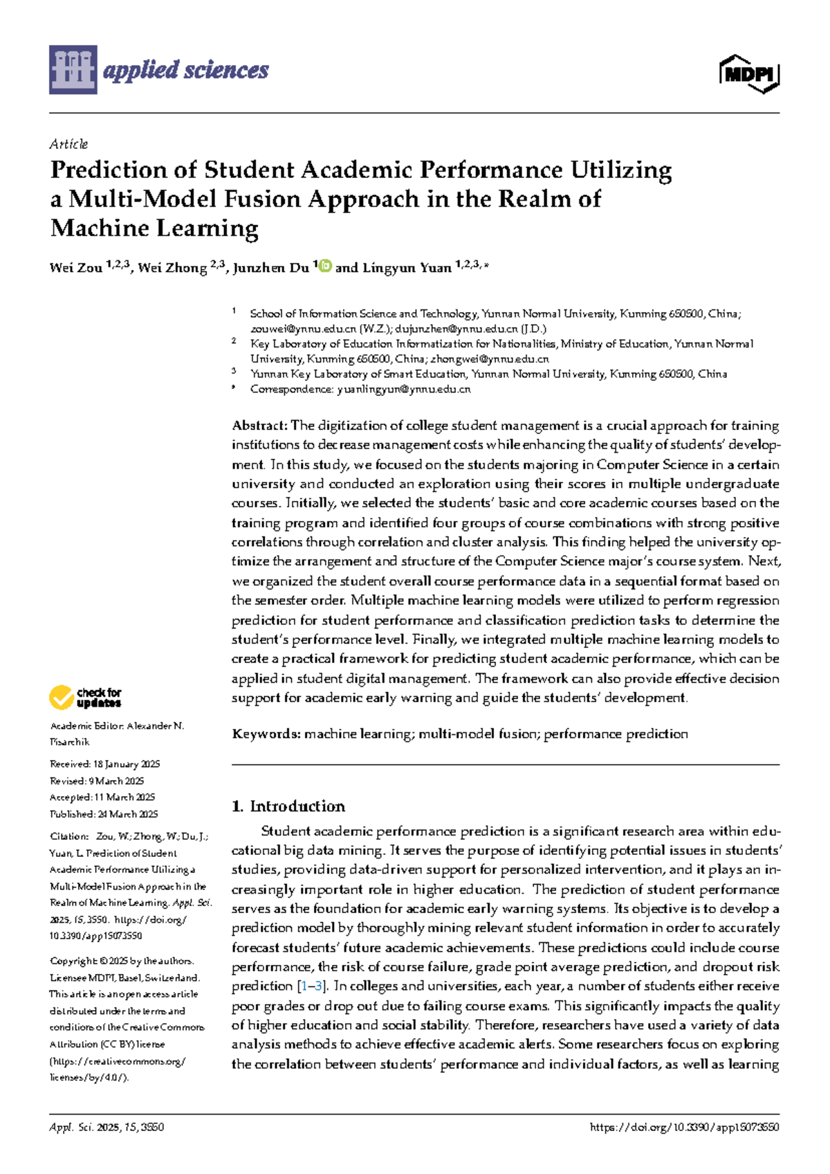Prediction of Student Academic Performance Using ML Fusion Approach ...