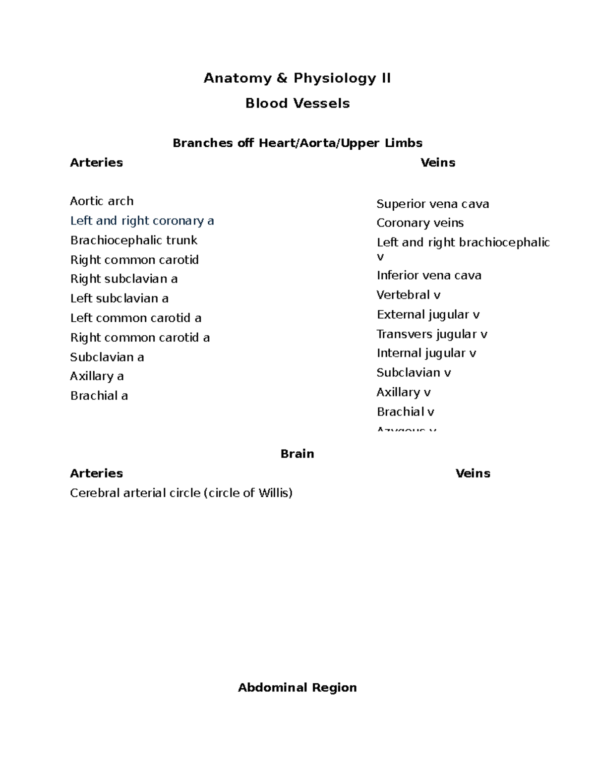 Anatomy & Physiology II: Blood Vessels Lab 1 - Nursing - Studeersnel