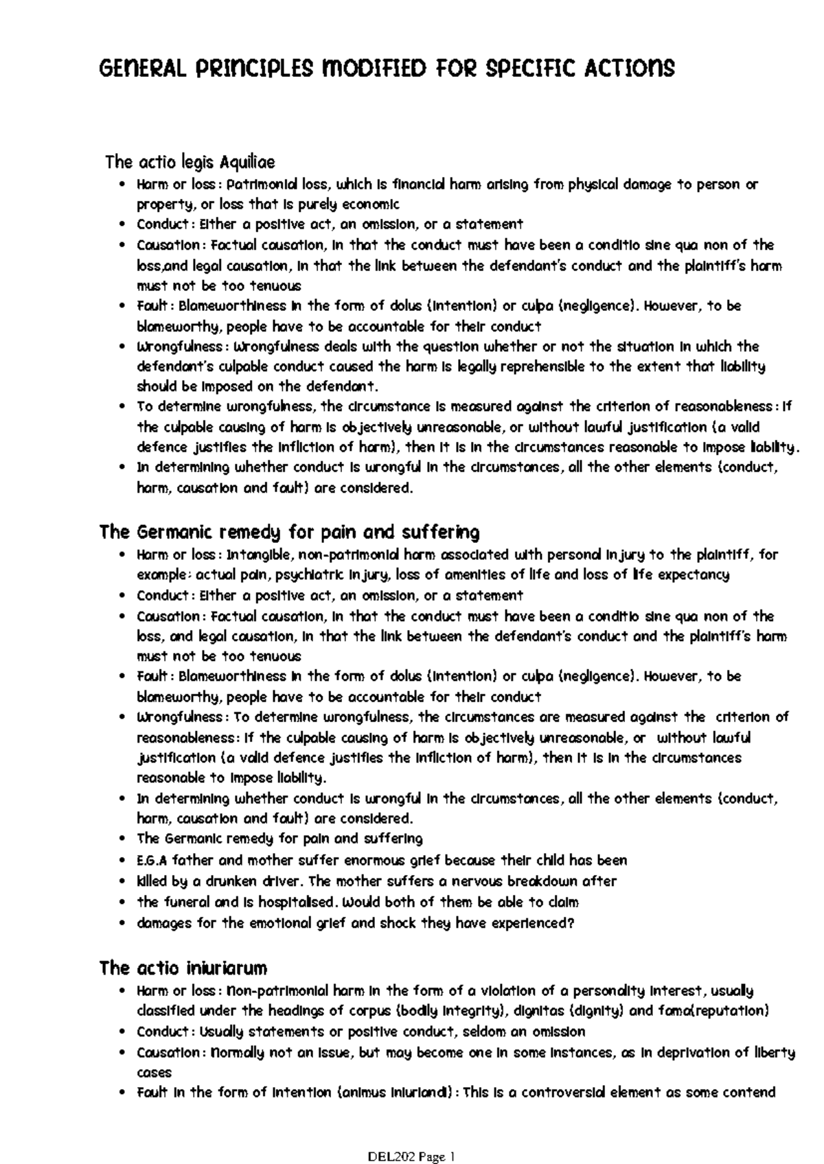 General Principles for Specific Actions in Law (DEL202) - Studocu
