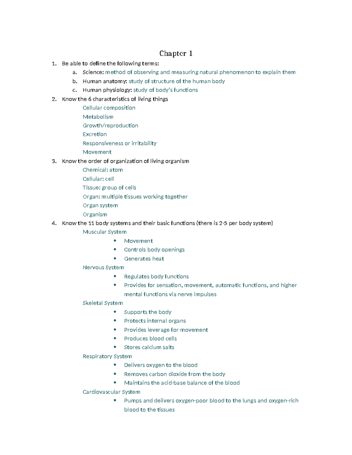 Anatomy & Physiology Study Notes: Chapters 1-5 Key Concepts - Studocu