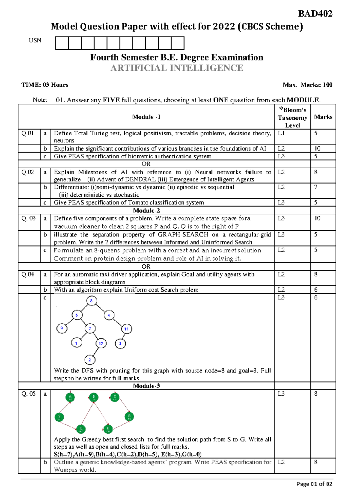 BAD402 - Usuduehhdsjjeheejjejeje - BAD Page 01 of 02 Model Question ...