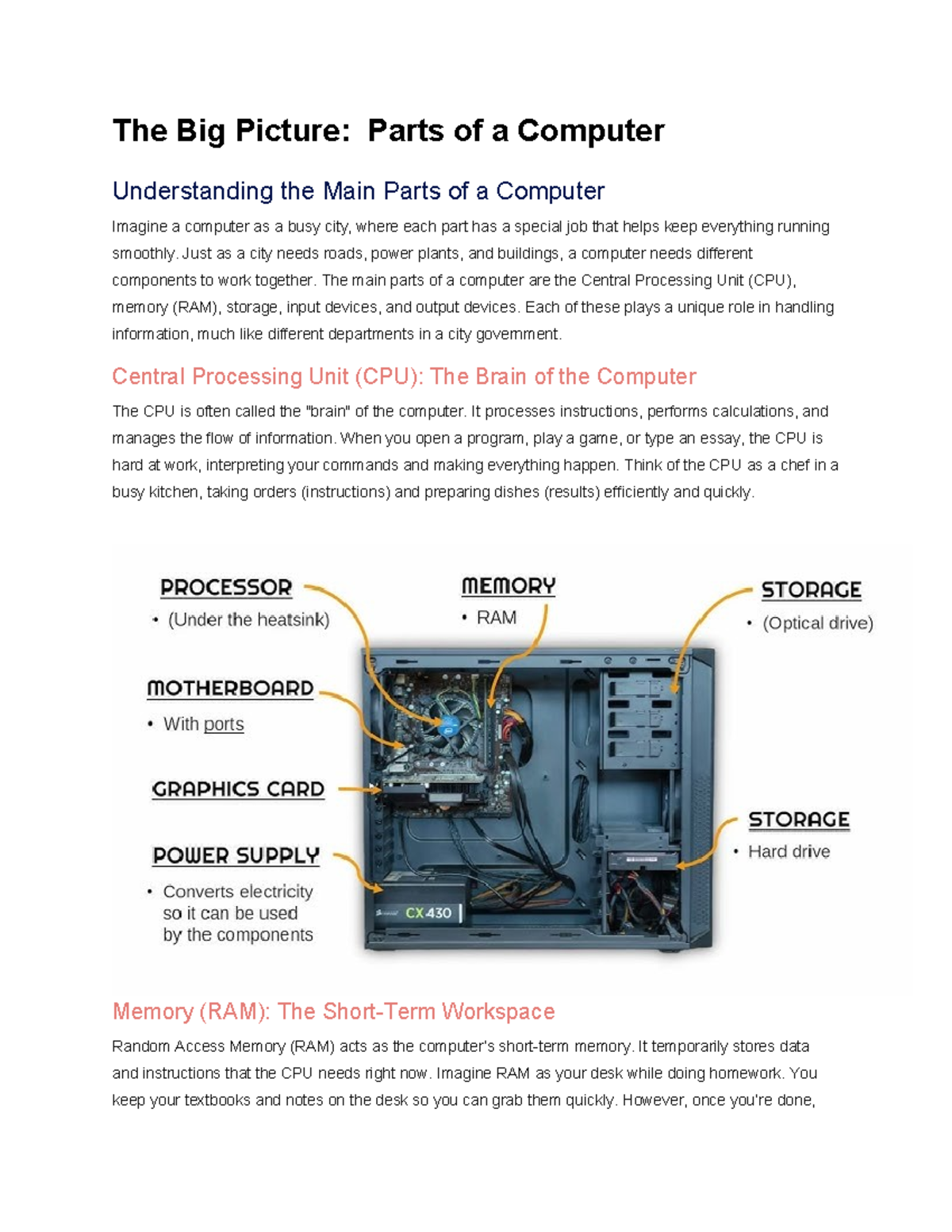 Understanding the Main Parts of a Computer: A Comprehensive Guide - Studocu