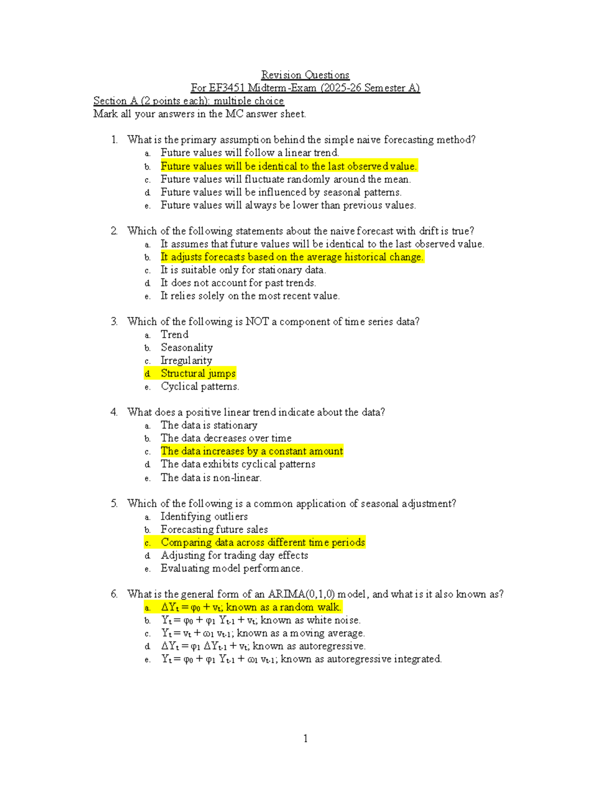 Revision Questions for EF3451 Midterm Exam 20251103 - Studocu