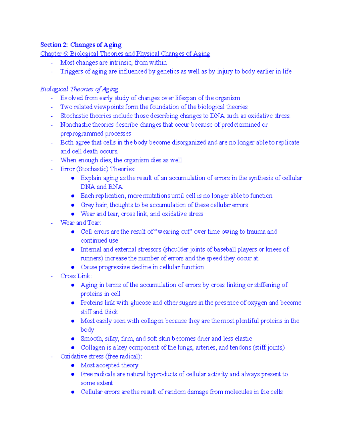 Gerontological Nursing M2 - Section 2: Changes of Aging Chapter 6 ...