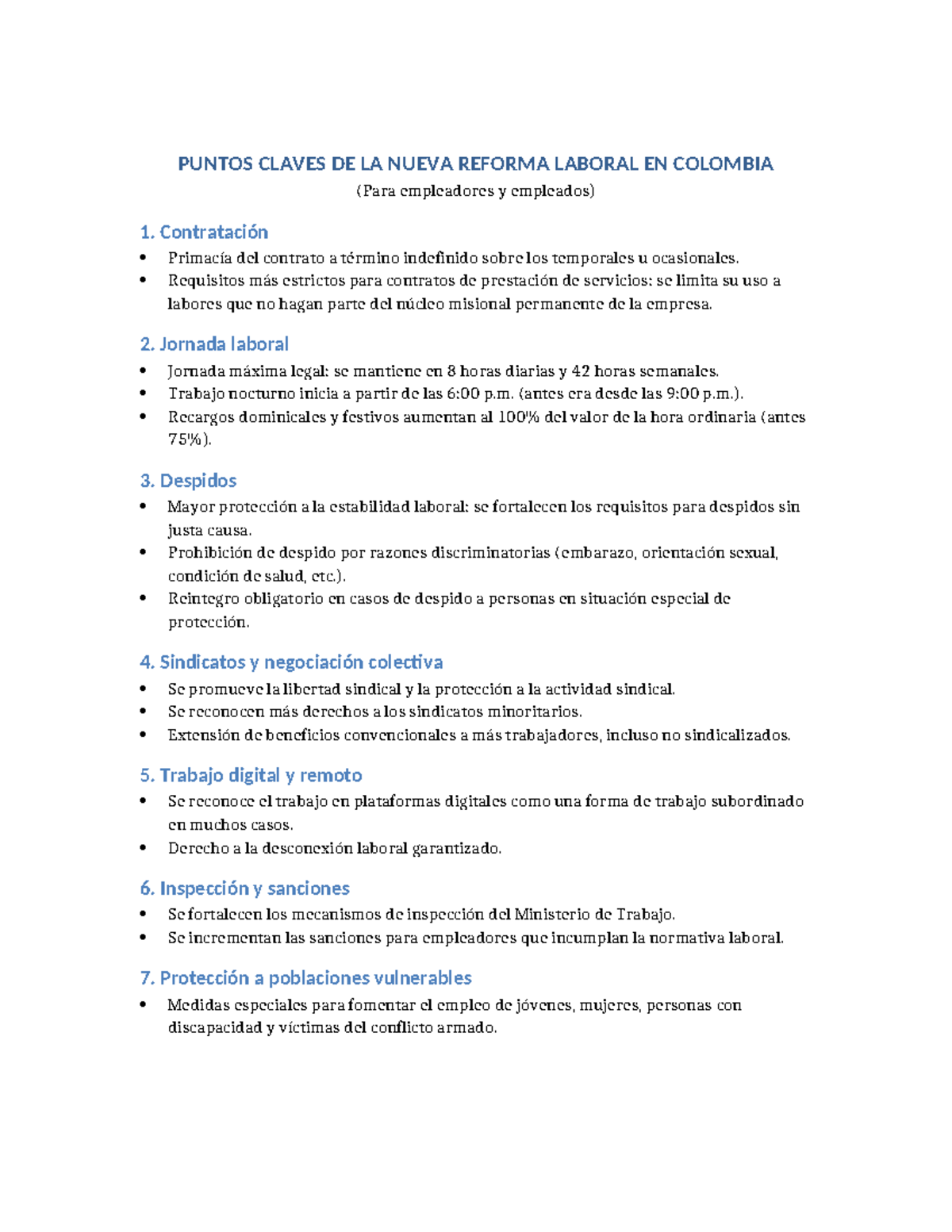 Reforma Laboral en Colombia 2025: Puntos Claves para Empleadores y ...