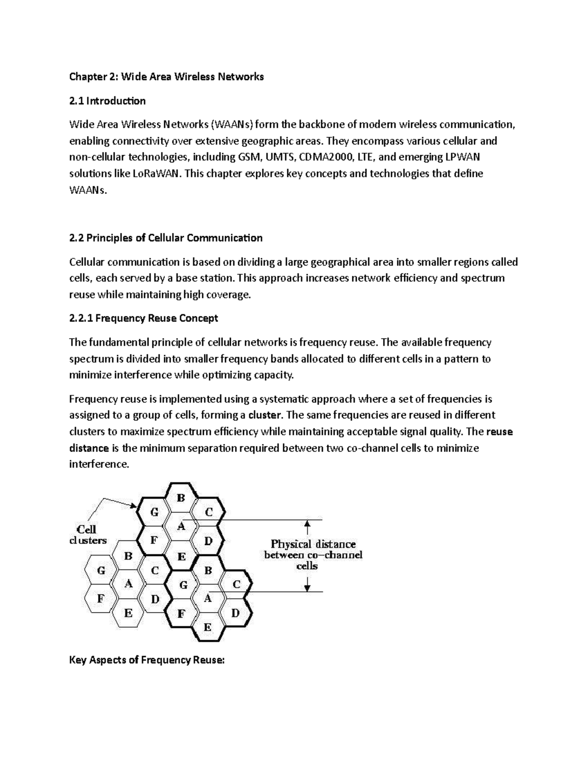 Chapter 2: Overview of Wide Area Wireless Networks (WAANs) - Studocu