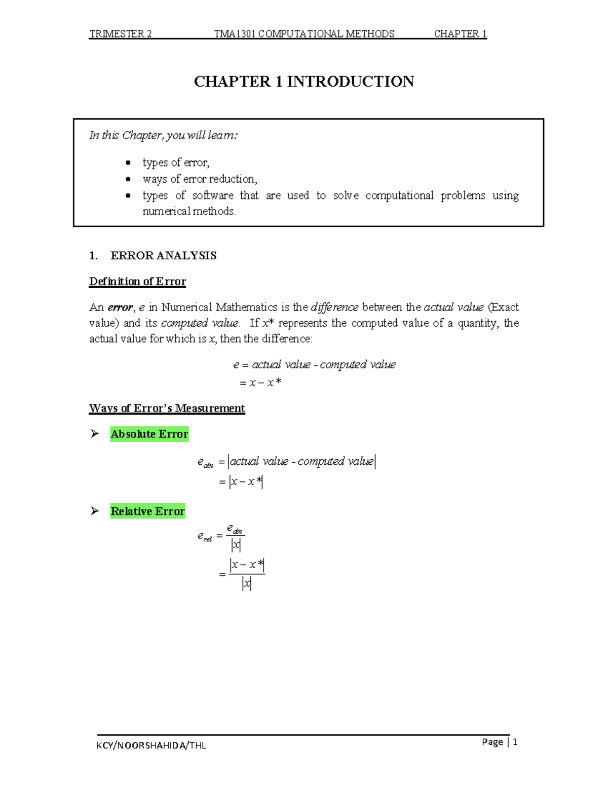 Chapter 1 - Lecture note - • • - Studocu