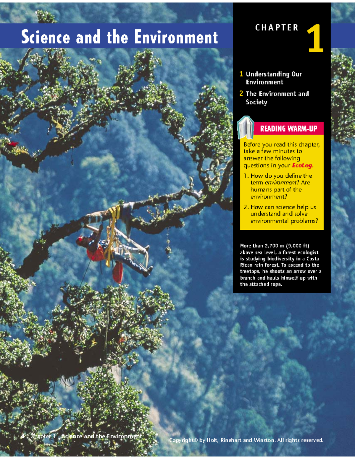 1-1 Understanding the Environment - Science and the Environment C H A P ...