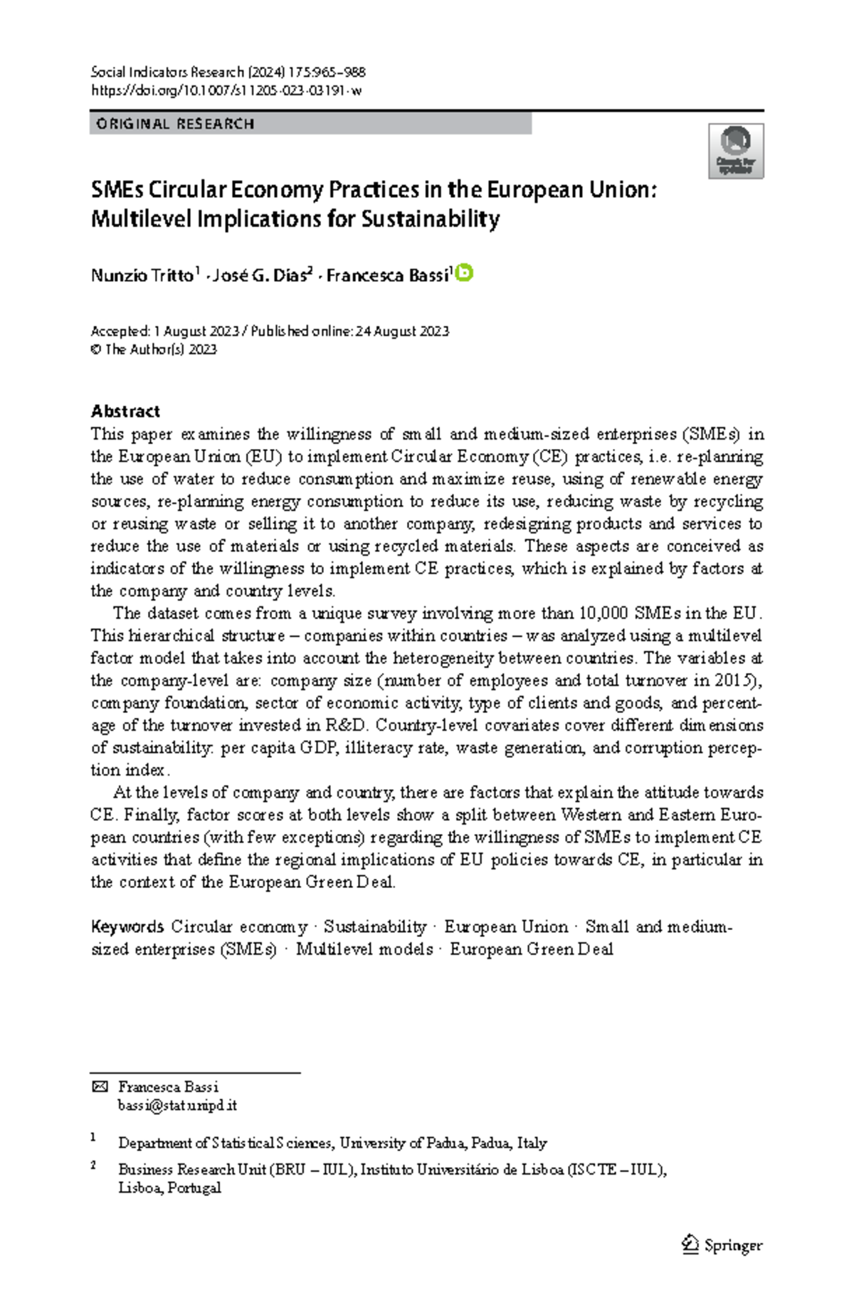 SMEs and Circular Economy Practices in the EU: Implications for ...