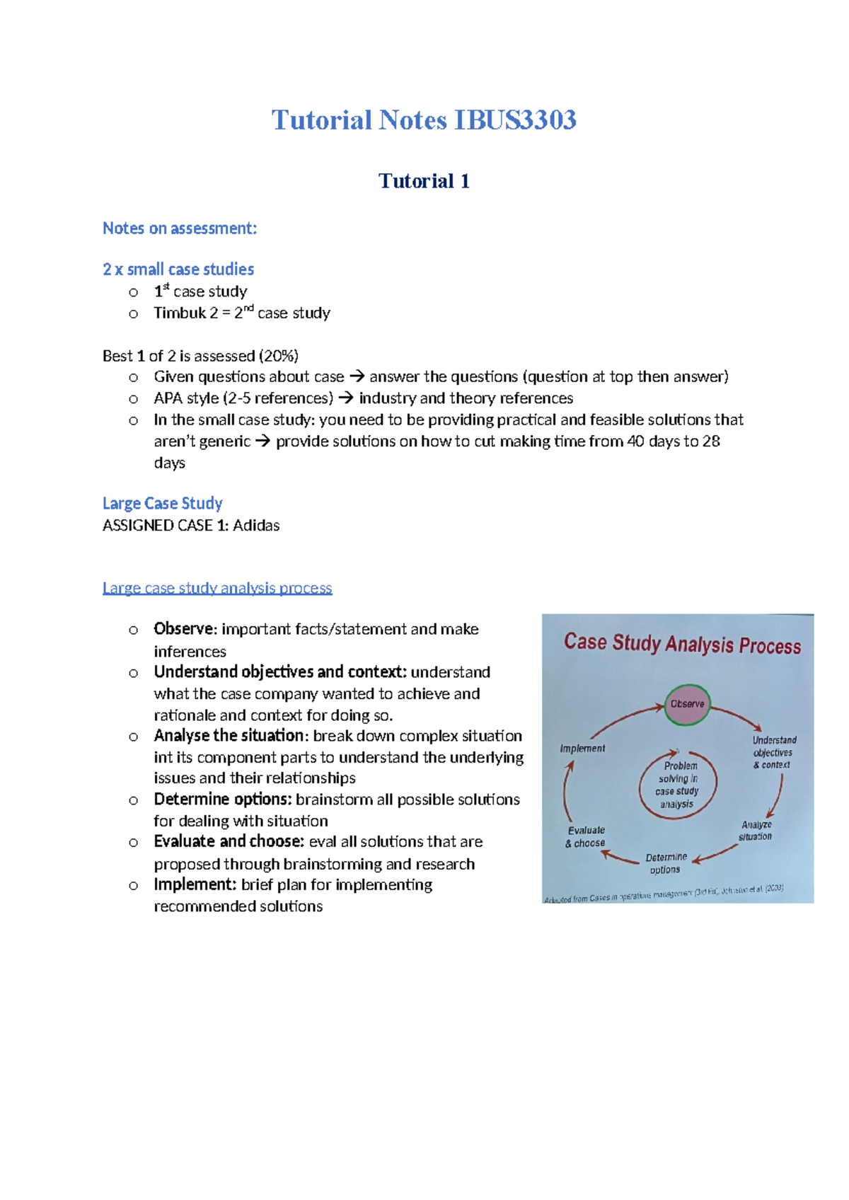 Tutorial notes for IBUS3303: Case studies and analysis techniques - Studocu
