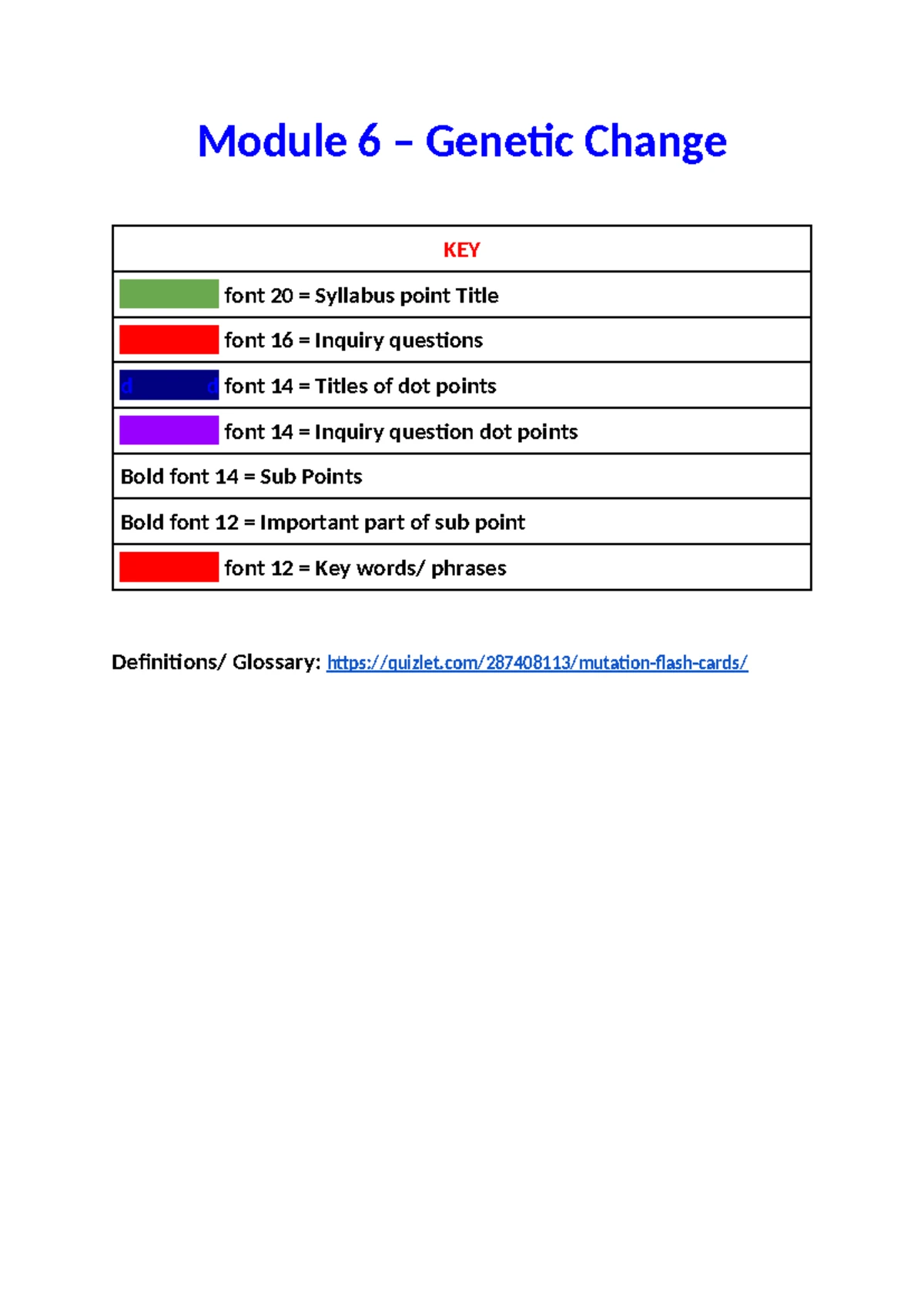 BIO Mod 6 - Genetic Change Notes and Mutation Insights - Studocu