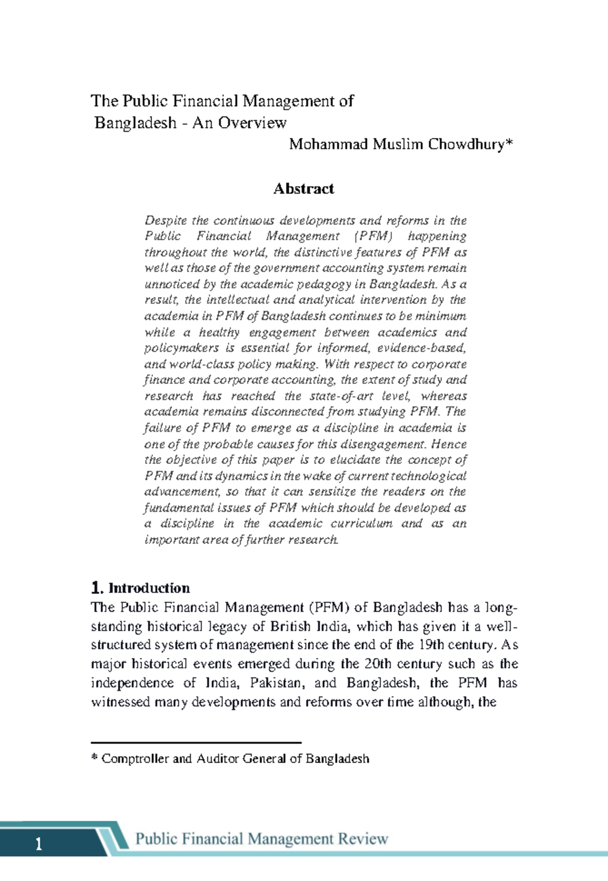 The Public Financial Management of Bangladesh - As a result, the ...