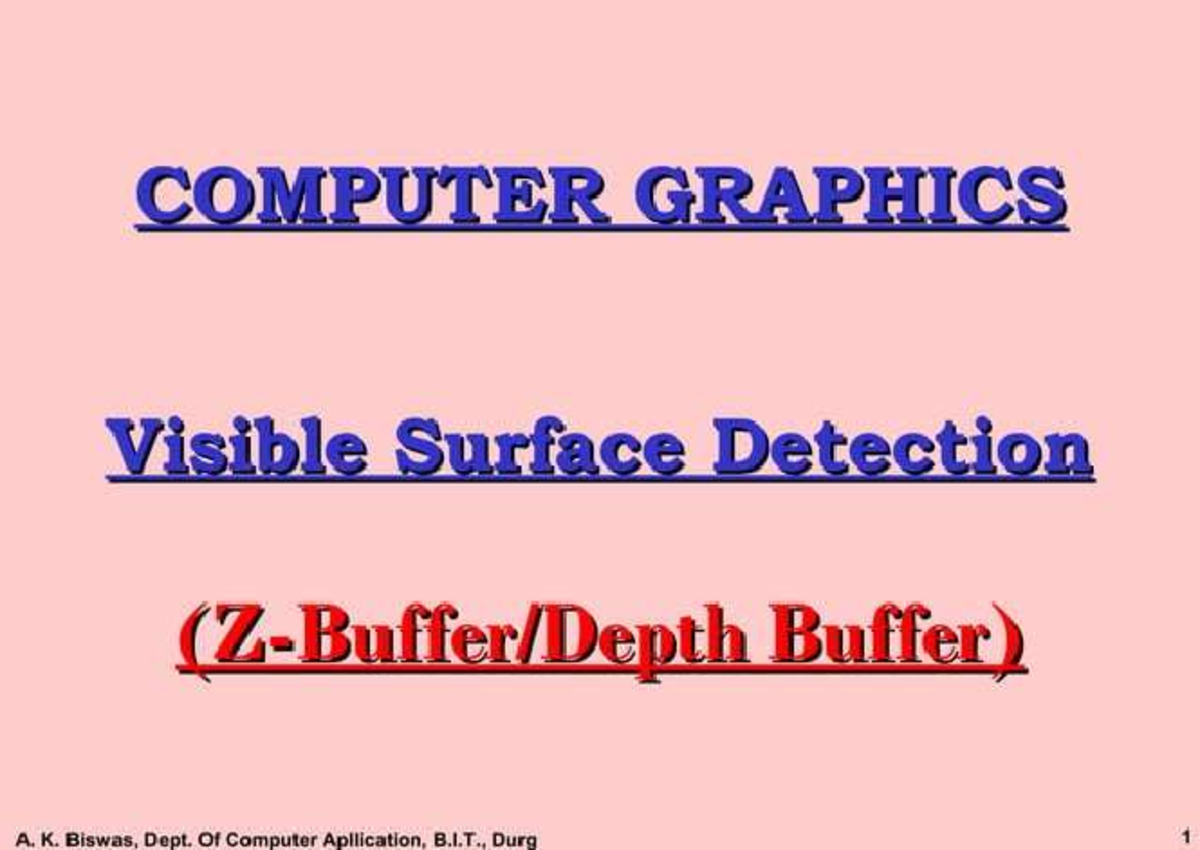 COMP 101: Depth Buffer Method in Computer Graphics Explained - Studocu