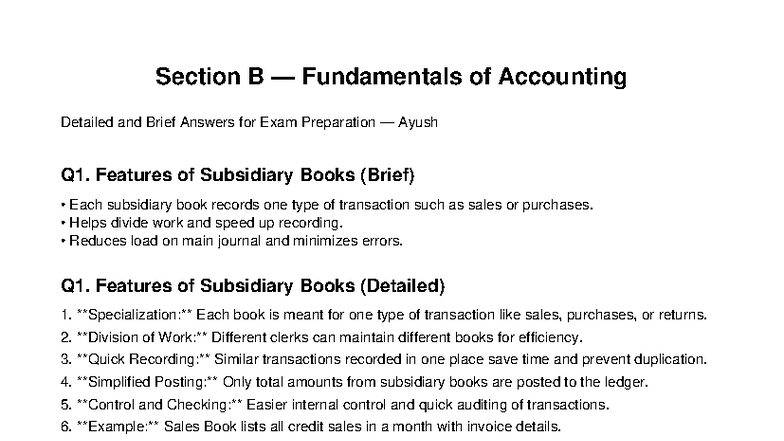 Fundamentals of Accounting Section B: Exam Prep Q&A - Studocu