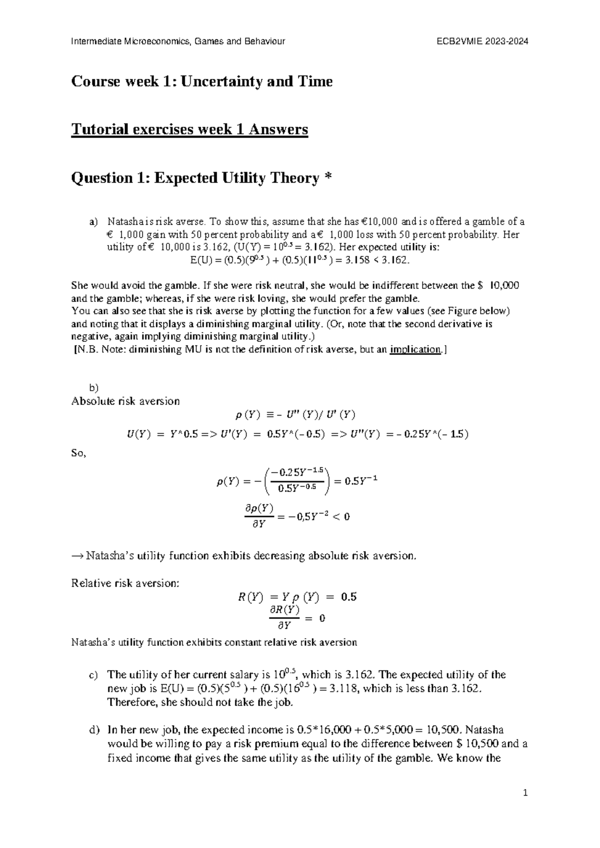 Tutorial Exercises Week 1: Uncertainty & Time - Course 2023-2024 ...