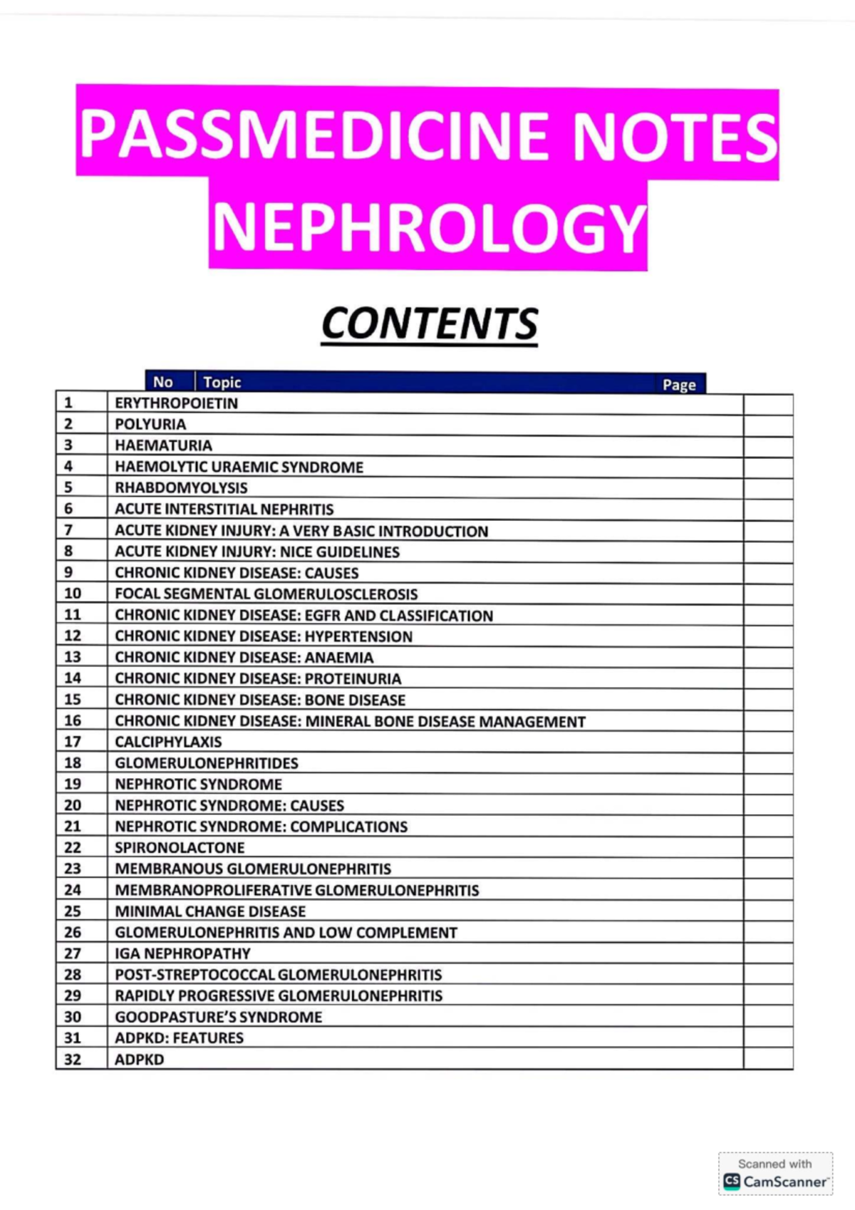 Nephrology Notes: Comprehensive Lecture Overview for PASSMEDICINE - Studocu