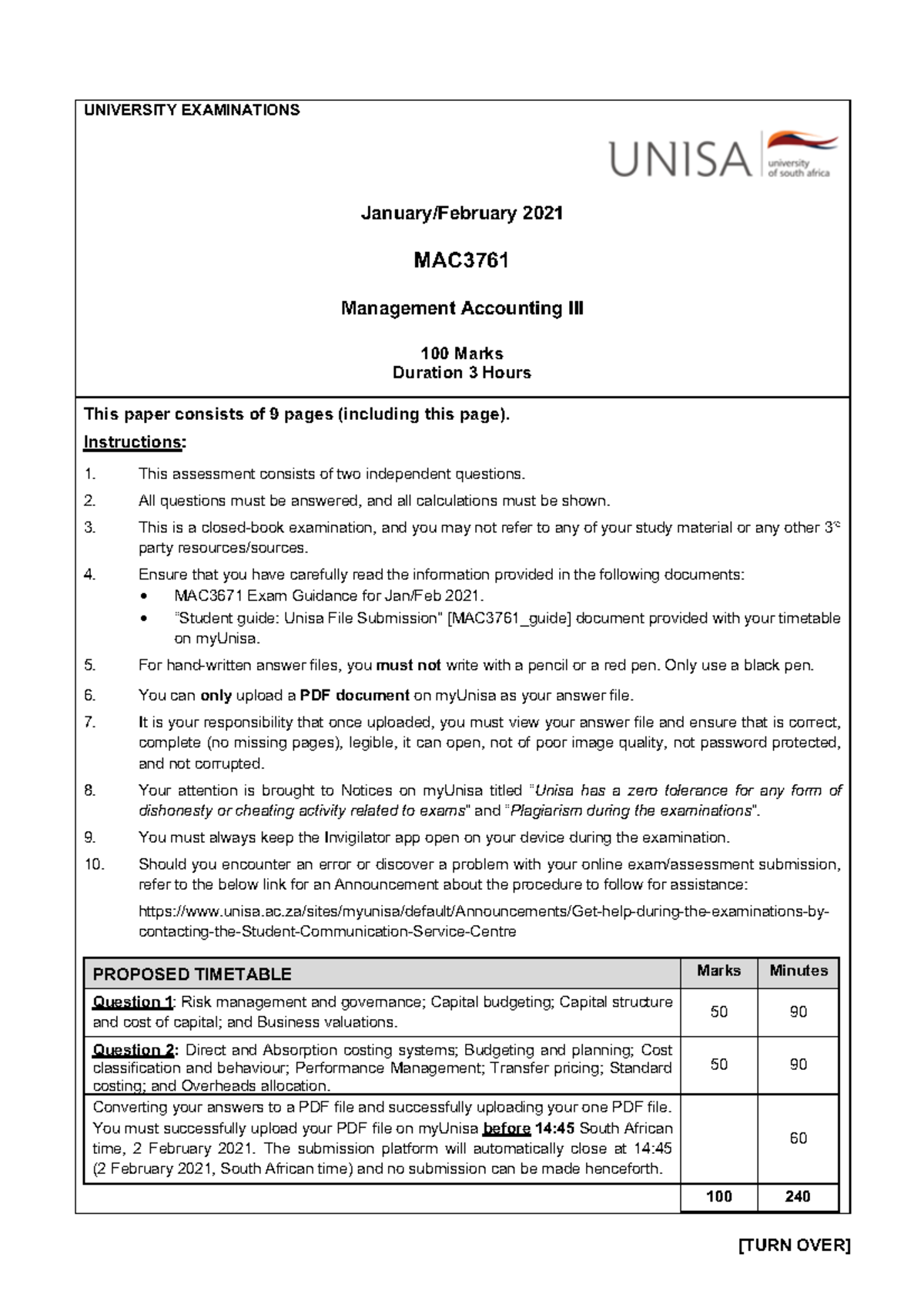 **MAC3671 Final Exam Practice Questions - Jan/Feb 2021** - Studocu