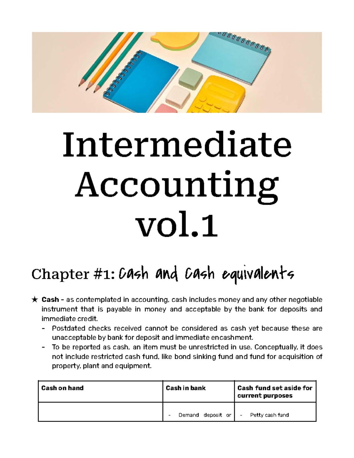 Intermediate Accounting vol.1: Chapter on Cash and Cash Equivalents ...