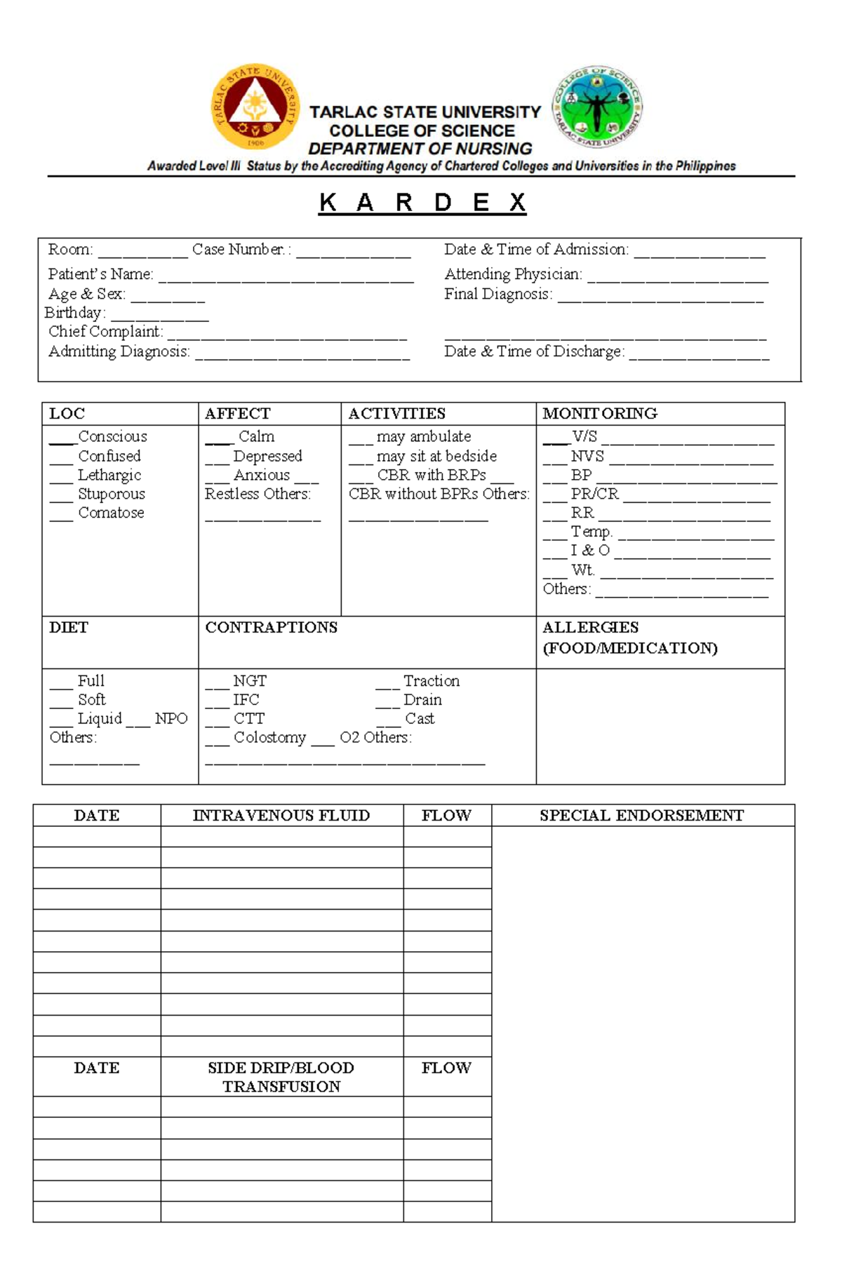 NURSING RLE CASE REPORT & PHYSICAL EXAMINATION FORM - Studocu