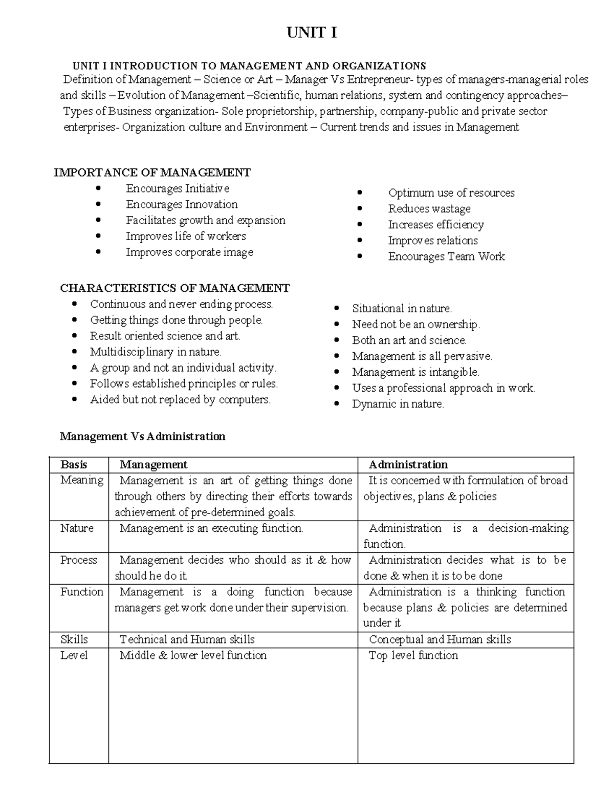 POM 101 - Management Principles and Organizational Structures Notes ...