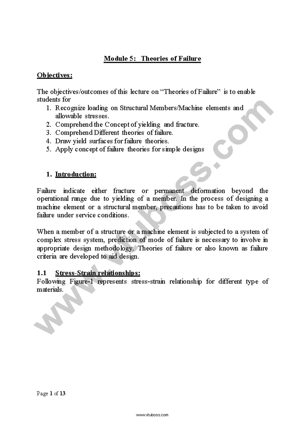 Module 5: Theories of Failure in Strength of Materials - Studocu