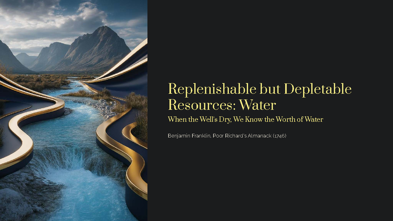 Replenishable but Depletable Resources: Water Overview - Studocu
