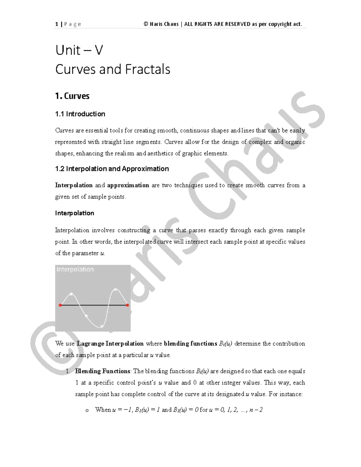 CG Unit 5 Notes: Curves and Fractals Overview - Studocu