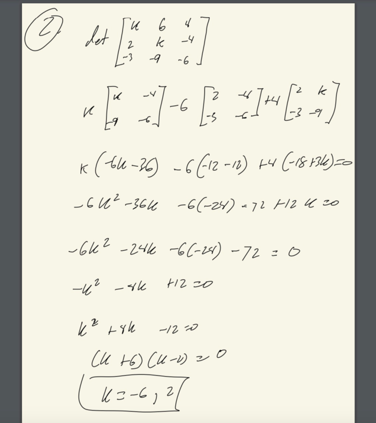 Screenshot 2024-12-09 at 7.35.31 PM - MATH 211 - 2) det 6 -4 K -3 -9-6 ...