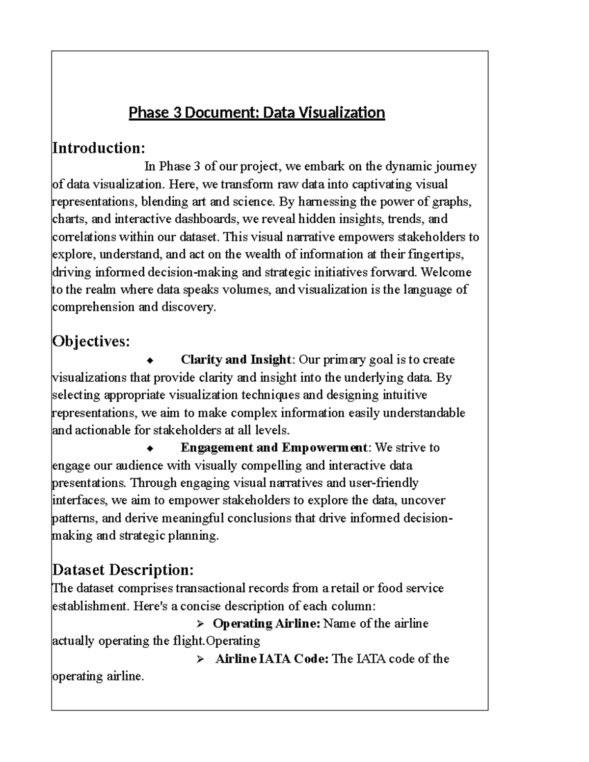 Data Visualization Techniques for Project Phase 3 Analysis - Studocu