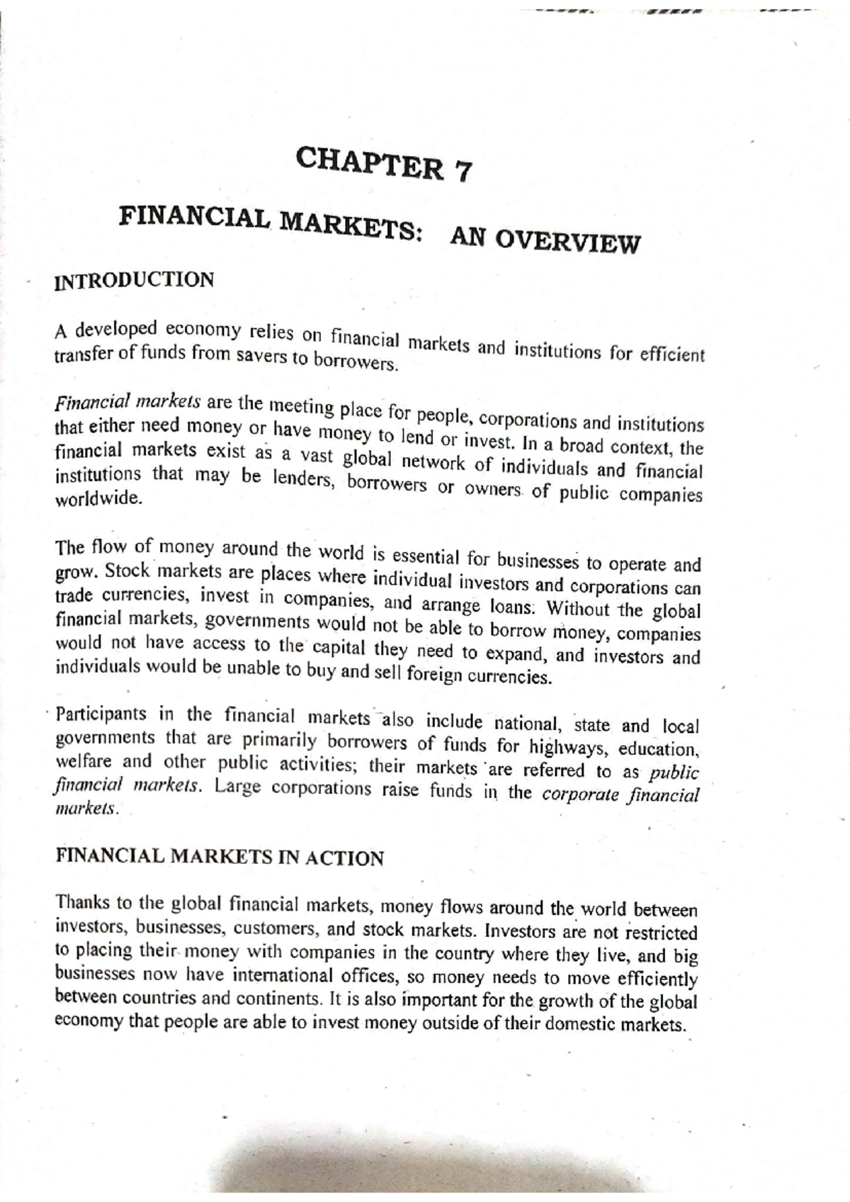 CHAP 7 - Overview of Financial Markets and Institutions - Studocu