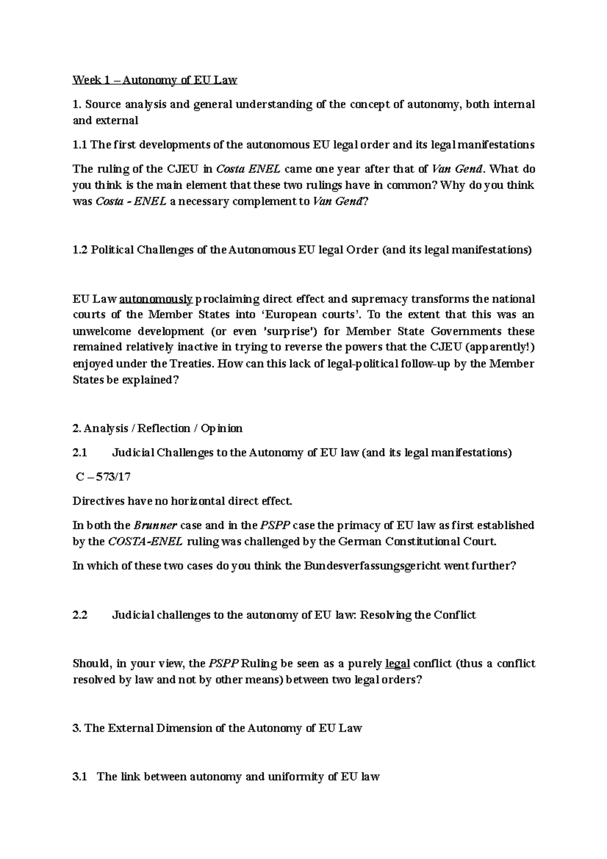 EU Law Autonomy: Key Concepts & Challenges - Tutorial Principles ...