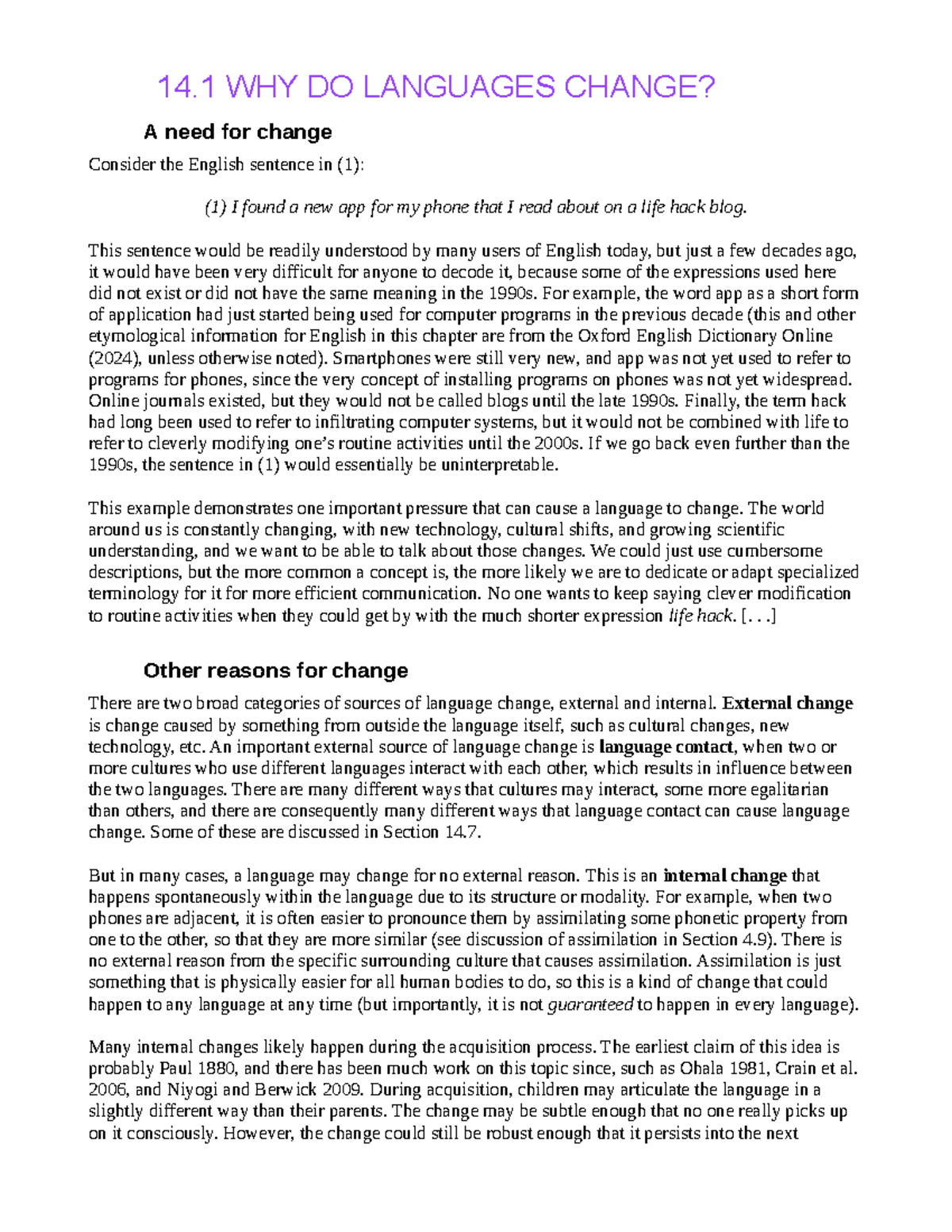 14.1 Why Do Languages Change? Homework Reading Analysis - Studocu