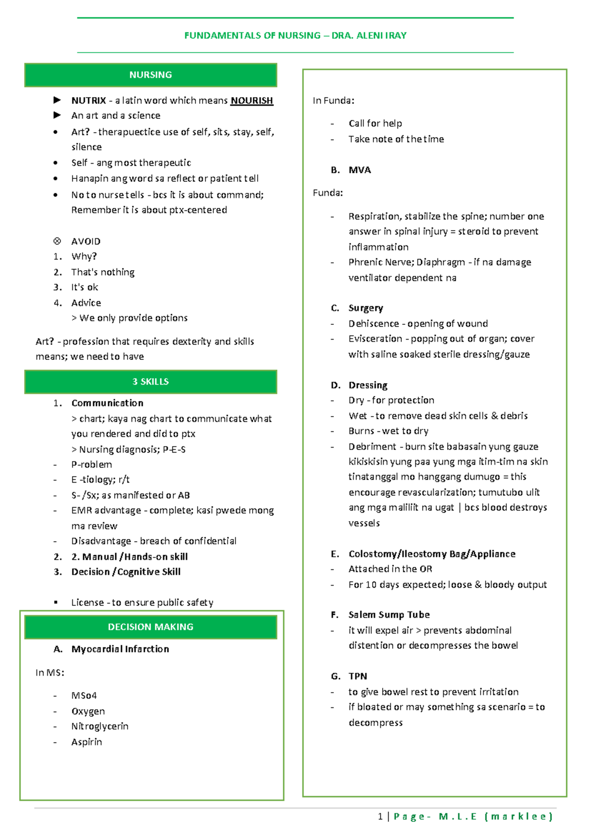 Fundamentals of Nursing: Comprehensive Study Guide for NUR 101 - Document Preview