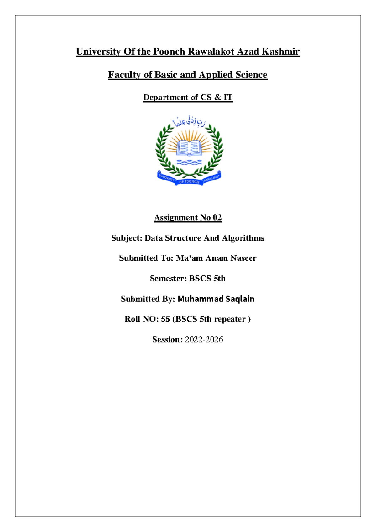 DSA 202: Assignment 02 - Data Structures & Algorithms Analysis - Studocu