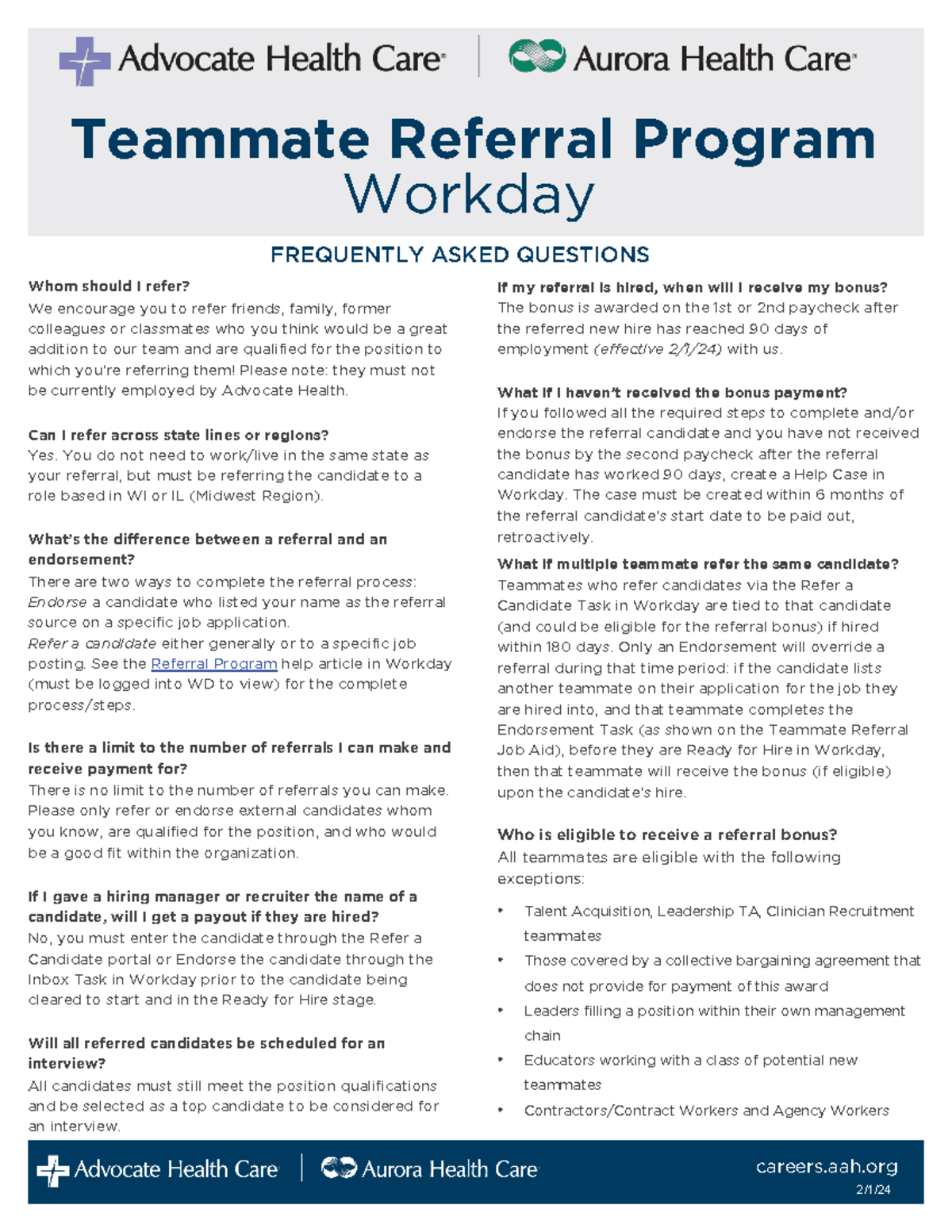 MW TM Referral Bonus FAQs - 2024 - FREQUENTLY ASKED QUESTIONS Teammate ...